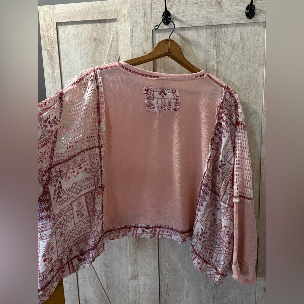 POL Pink and Red Patchwork Blouse - image 3